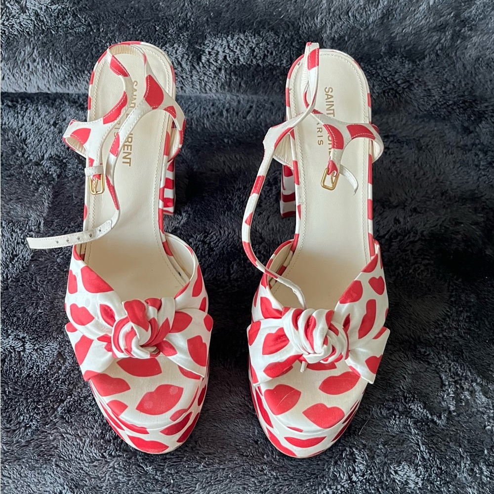 Saint Laurent Bianca Lips Pattern Sandals